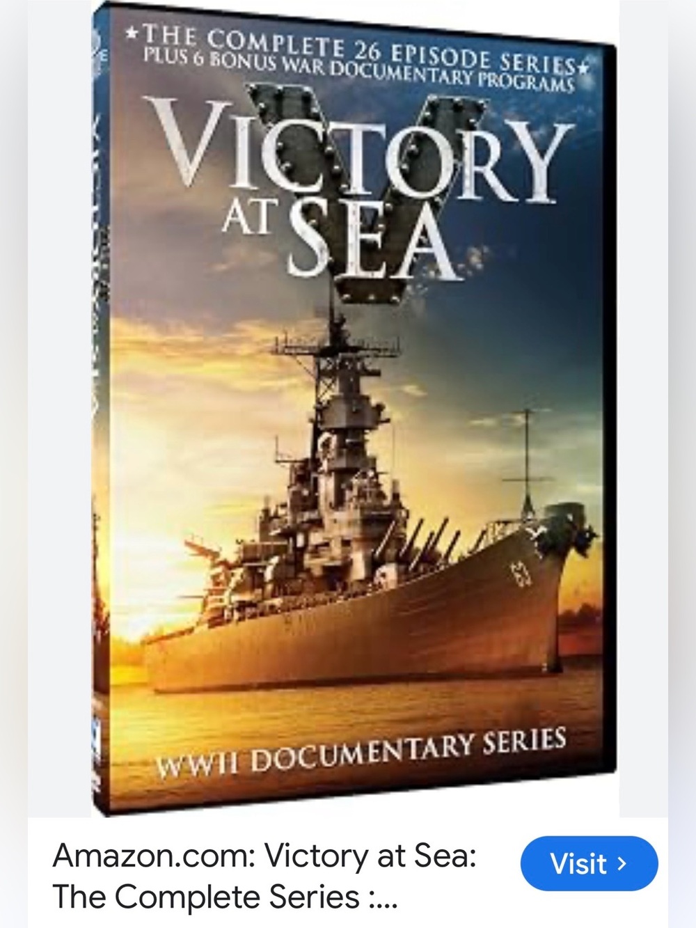 #2998*Victory at Sea: WWII Documentary Series DVD - Blue & Gold Cover